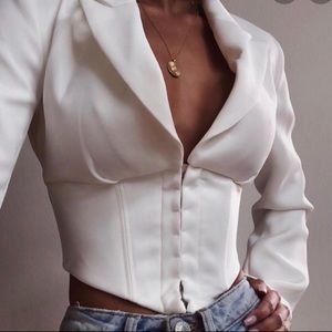 House of CB White Corset Blazer Jacket